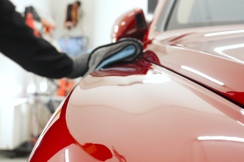 technician shining car